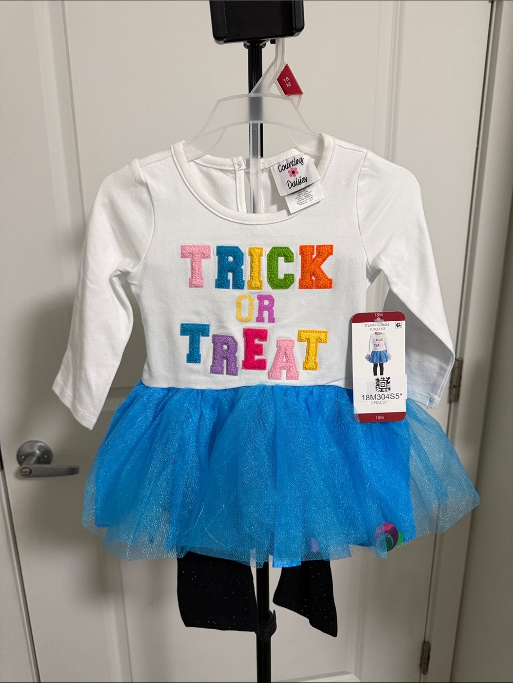 Courting Daisies White & Bright Blue 'Trick or Treat' Tulle Halloween Dress